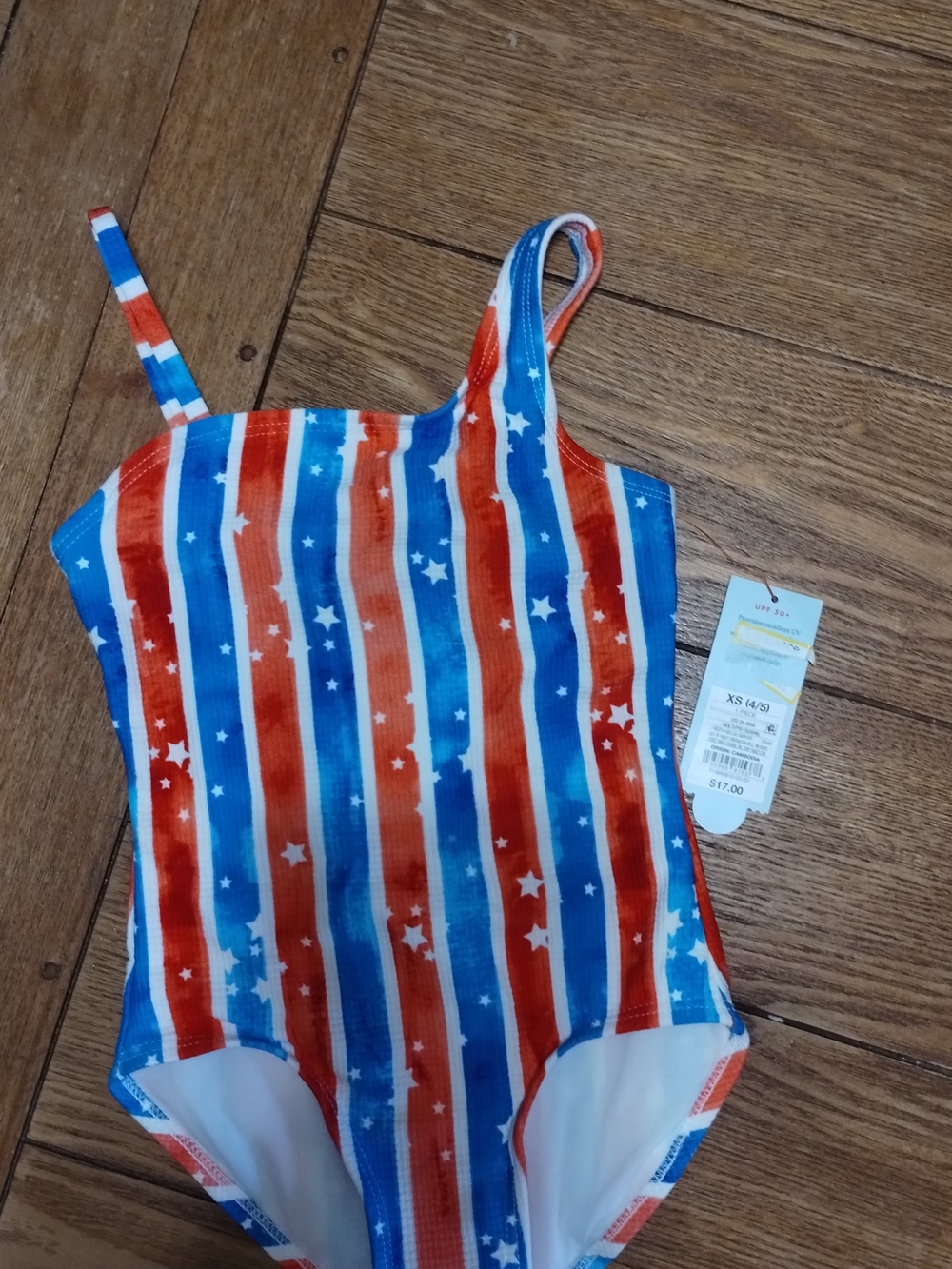 Cat & Jack Red, Blue & White Star Stripe One-Piece Swimsuit